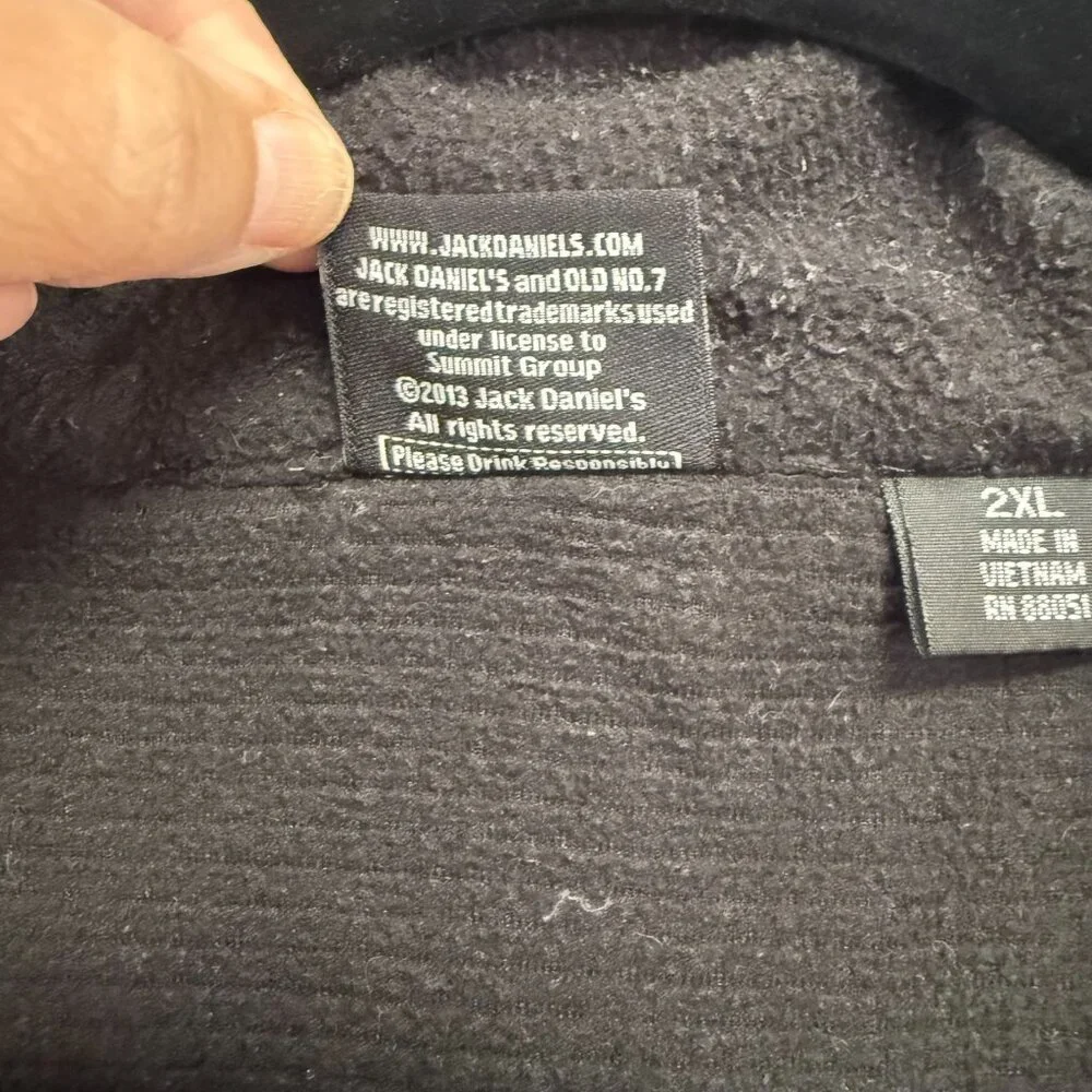 Jack Daniel's Official Licensed Full Zipper‎ Fleece Black Size 2XL